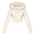 LUME FAUX FUR ZIP KNIT HOODIE YELLOW