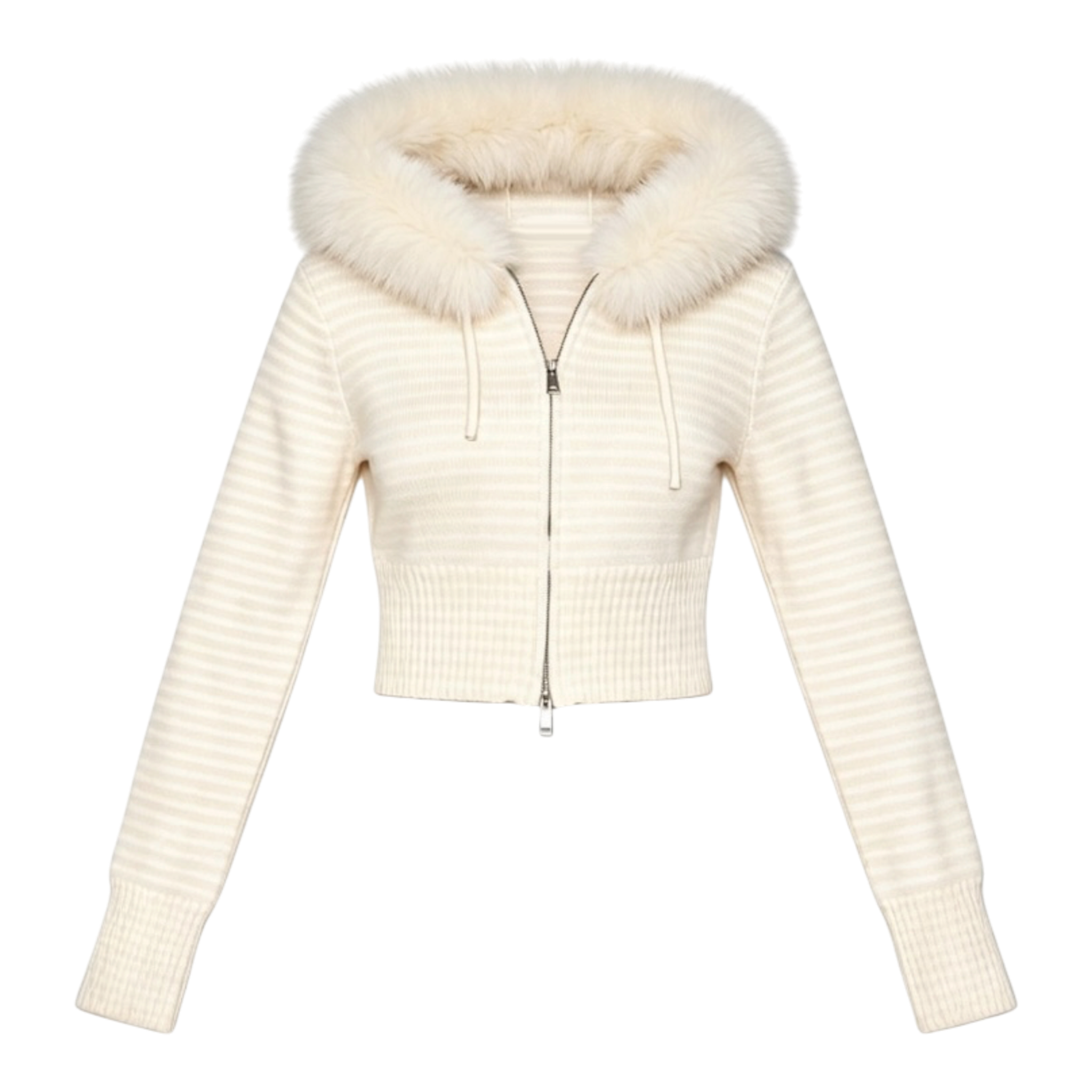 LUME FAUX FUR ZIP KNIT HOODIE YELLOW