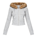 TIA FAUX FUR ZIP HOODIE GREY
